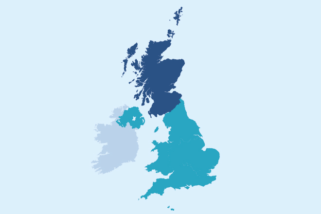 Map of the UK highlighting Scotland