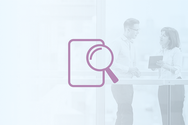 Magnifying glass and paper icon