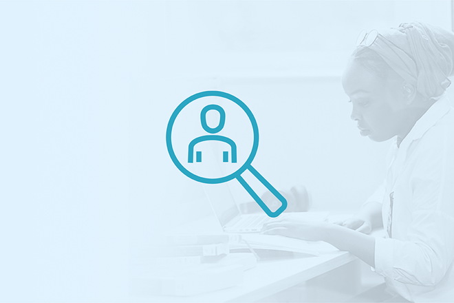Person in magnifying glass