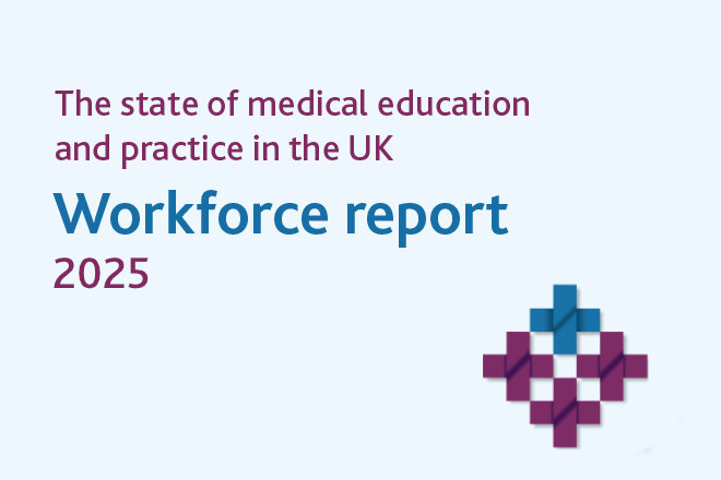 SoMEP 2025 workforce report text reads: The state of medical education and practice in the UK workforce report 2025