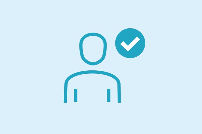 An icon of a person and a checkmark