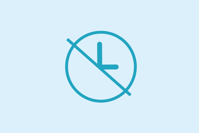 An icon of a struck-out clock