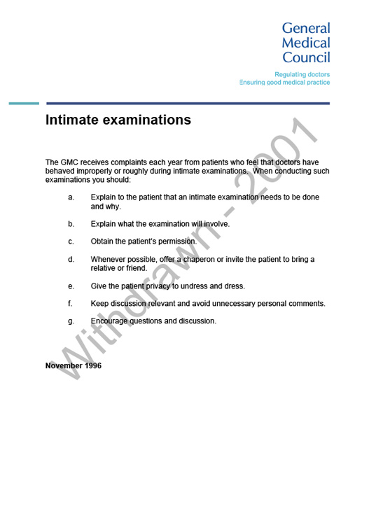 Intimate examinations 1996 cover