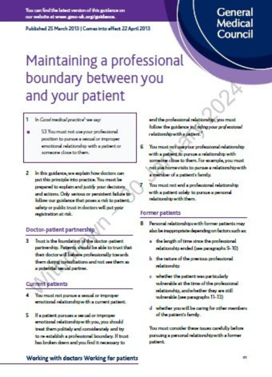 Maintaining a professional boundary between you and your patient 2013 cover
