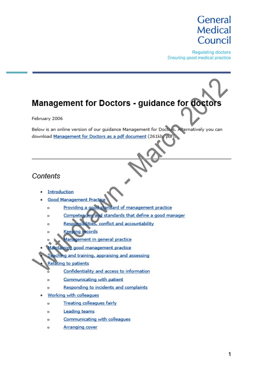 Management for doctors 2006 cover