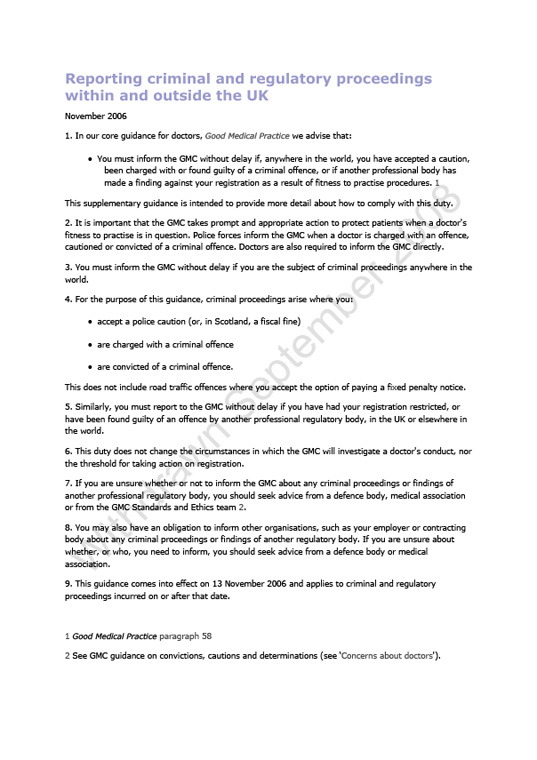 Reporting criminal and regulatory proceedings 2006 cover