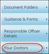 Screenshot of the 'your doctors' menu item