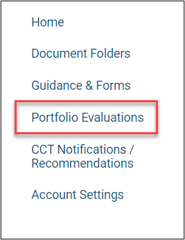 Screenshot of the GMC Connect menu highlighting the "CESR/CEGPR evaluations" menu option