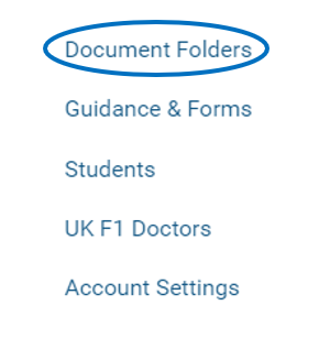 Screenshot highlighting the 'document folders' option