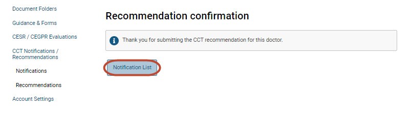 Screenshot from the 'recommendation confirmation' screen of GMC Connect
