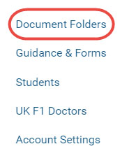 Screenshot of the GMC Connect menu highlighting the 'document folders' item