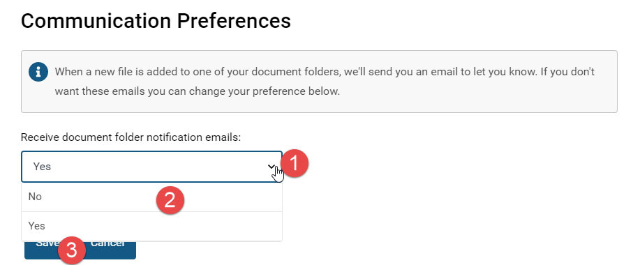 Screenshot from the Communication preferences area of GMC Connect