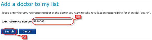 Screenshot showing how to add a doctor to your list using the 'add a doctor to my list' screen