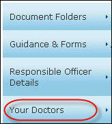Screenshot of the 'your doctors' menu item