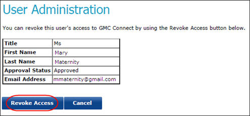 Screenshot of the 'revoke access' confirmation screen