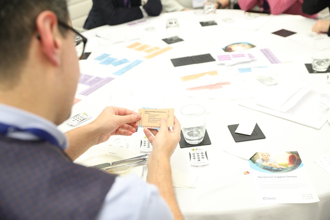 Person looking at training materials