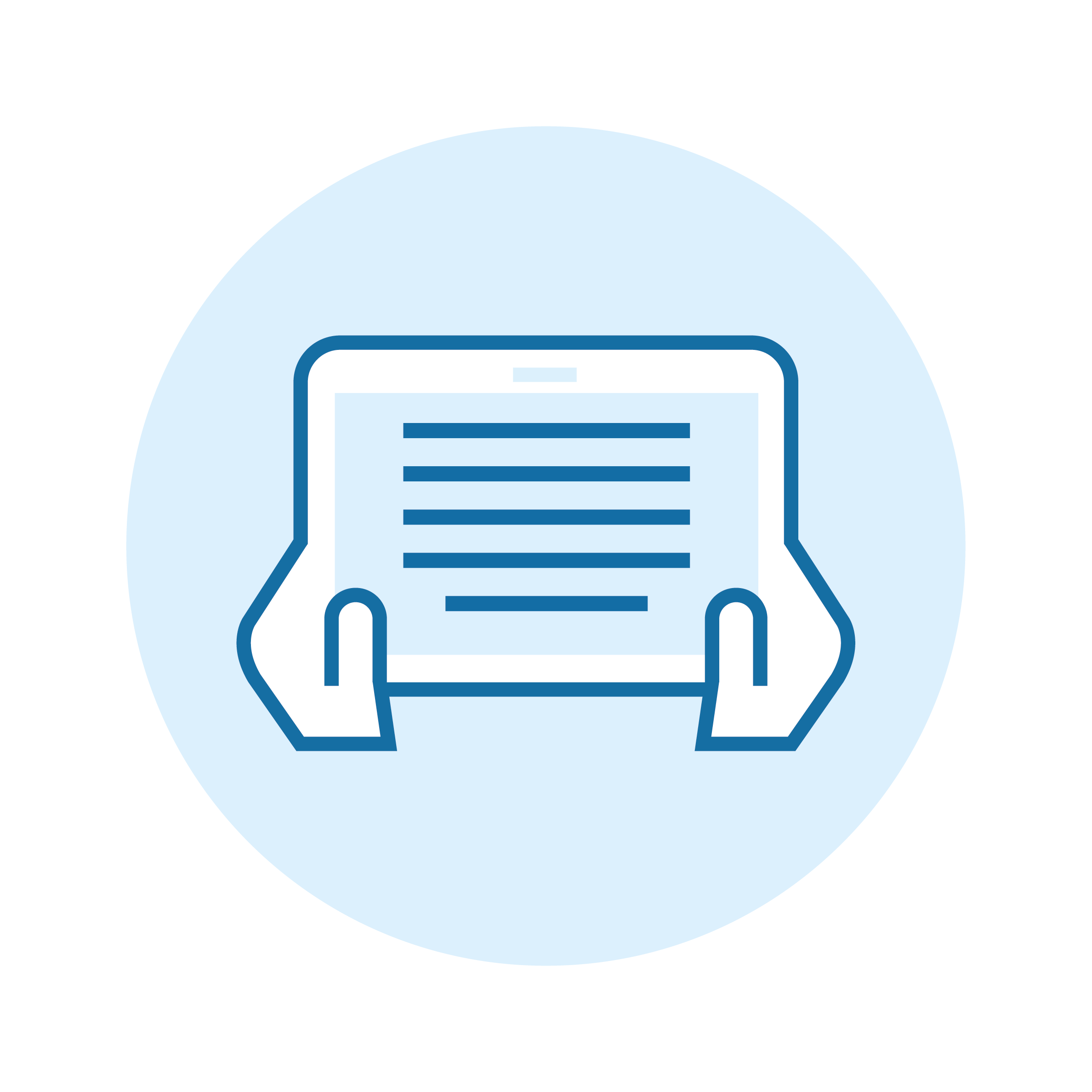 Icon of a set of hands holding a tablet with text