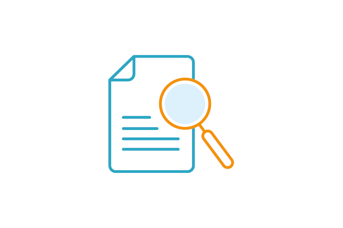 Icon representation of an inspection of a document