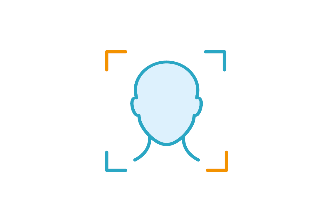 Icon representation of a face being photographed