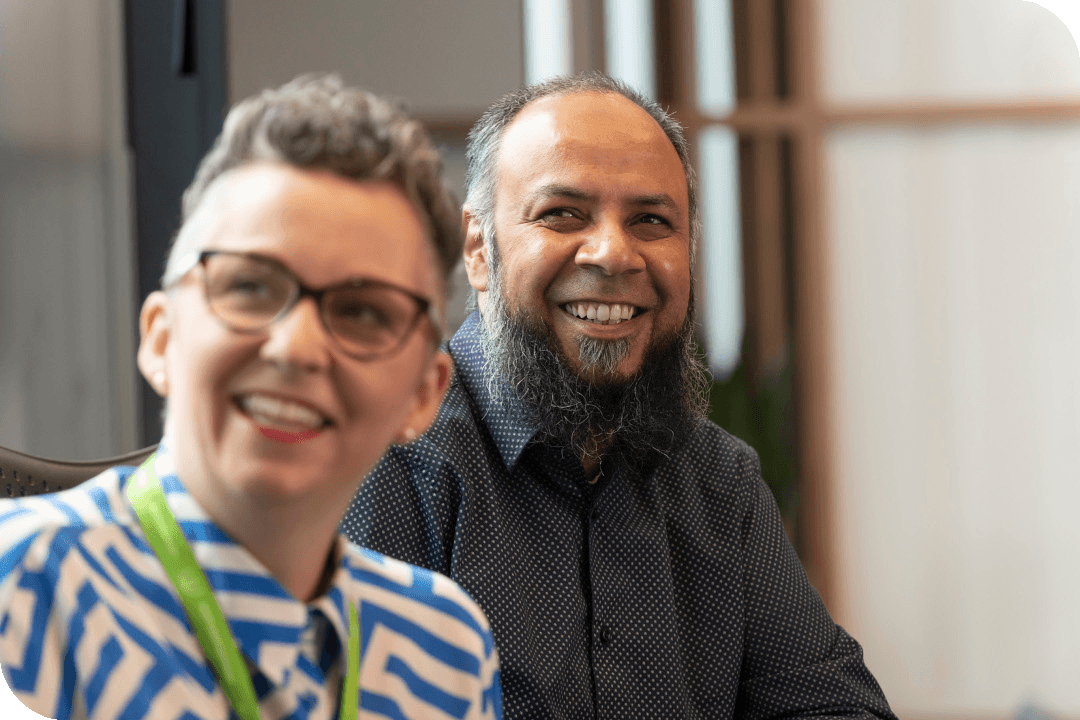 Staff smiling in the office