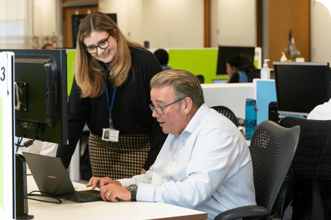 Charlie meets with staff in the Manchester office