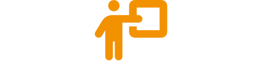 Person standing in front of a chalkboard icon