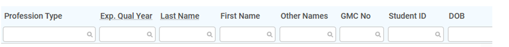 Screenshot from GMC connect showing the search filtering options